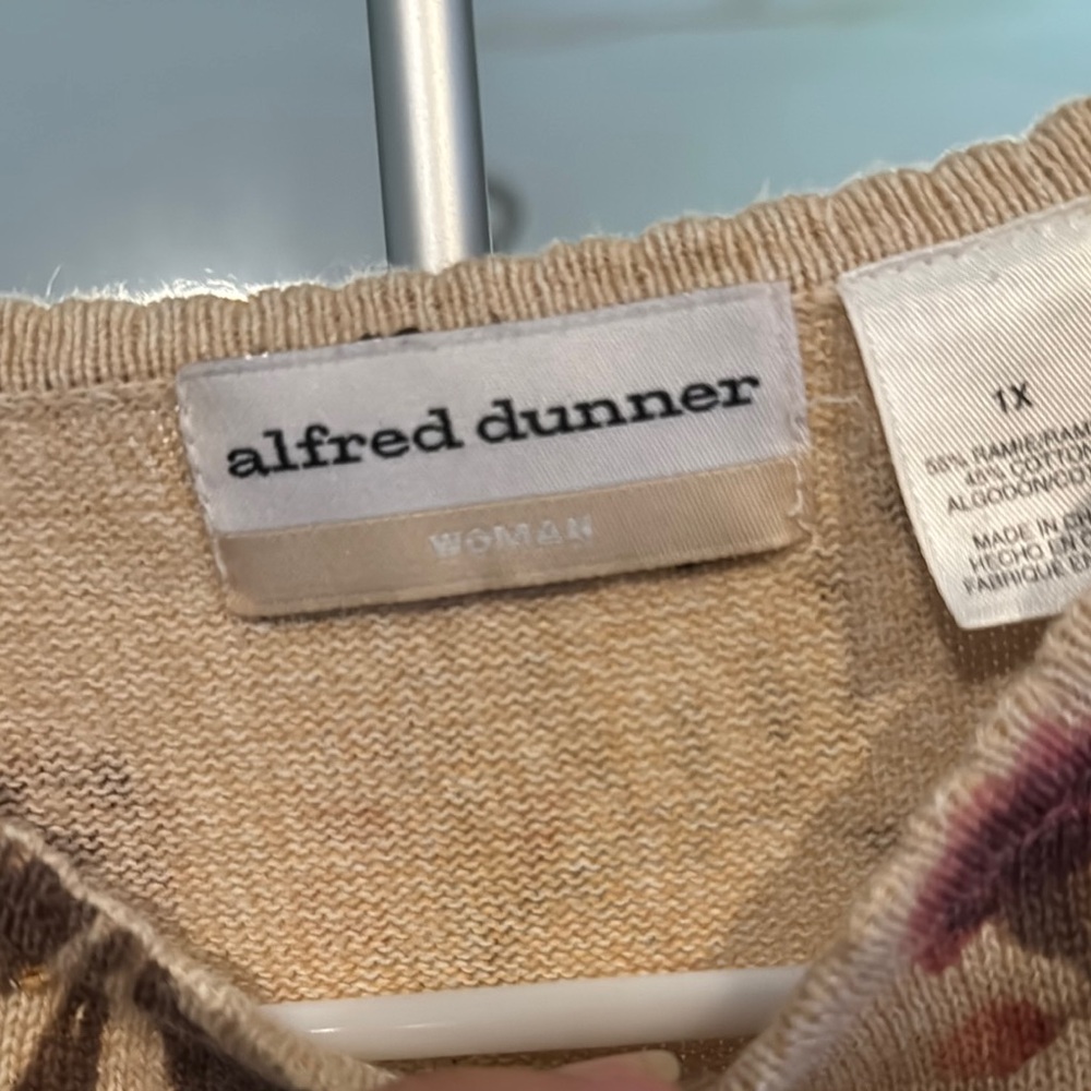 Alfred Dunner Cream Tan Boxy Polo Short Sleeve Tee - Picture 3 of 5